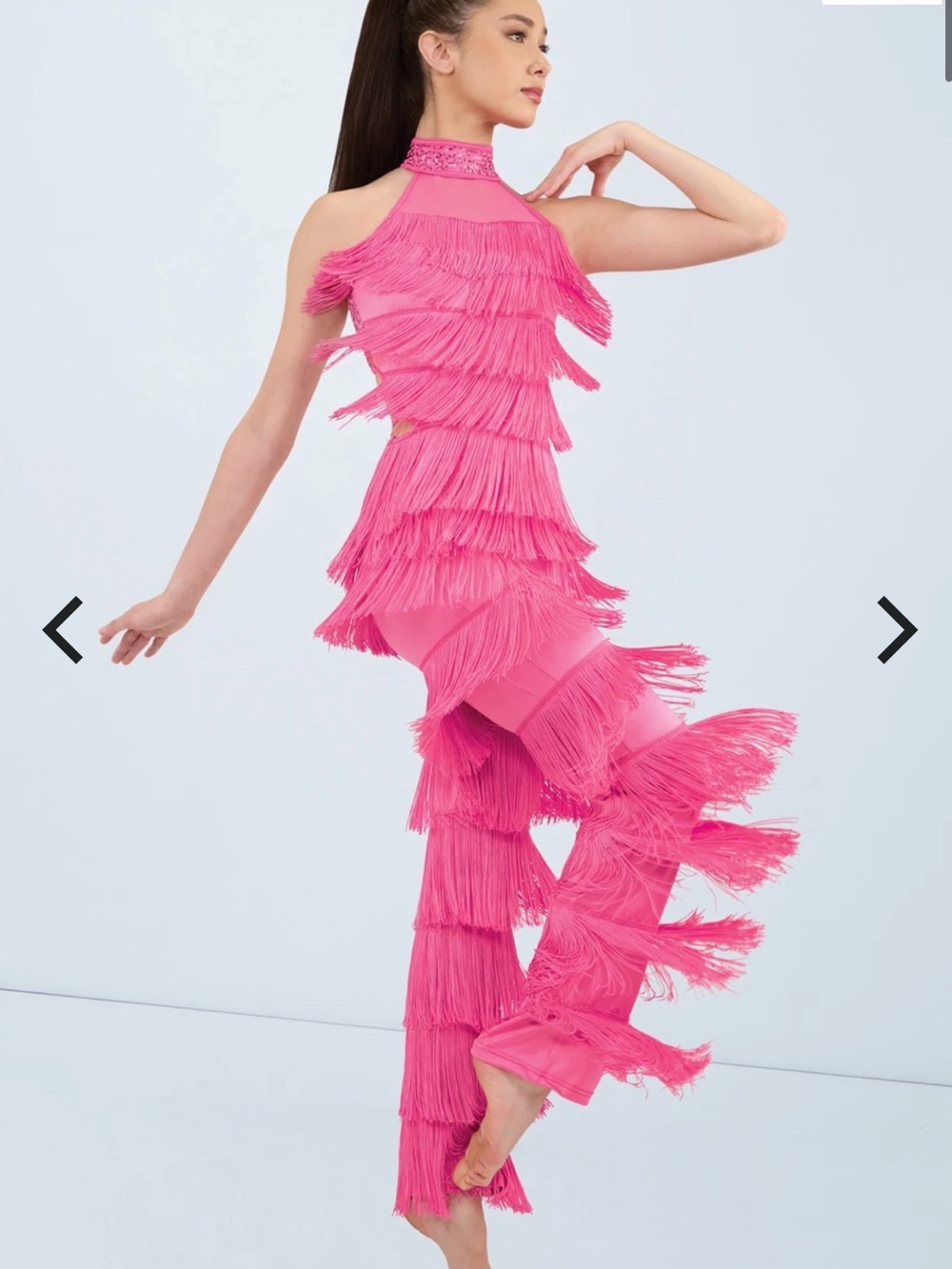 Weissman dance costume Pink Sequin Fringe pants